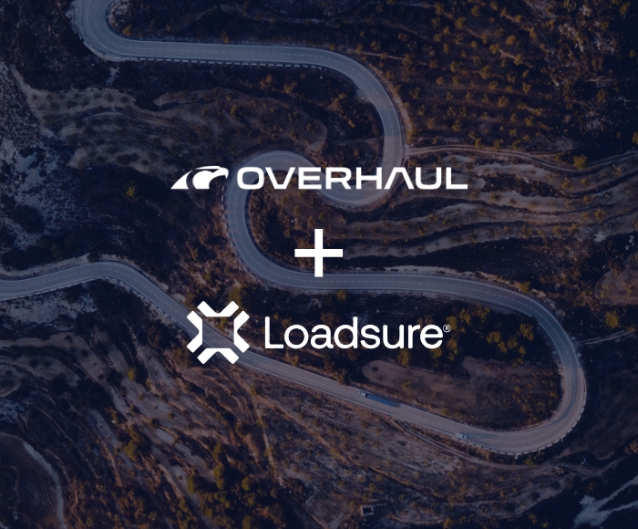 Image of the freight insurance provider Loadsure's logo with the risk mitigation platform Overhaul's logo.