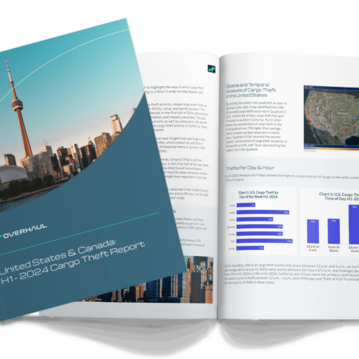 Cover of the US and Canada cargo theft report for H1-2024.