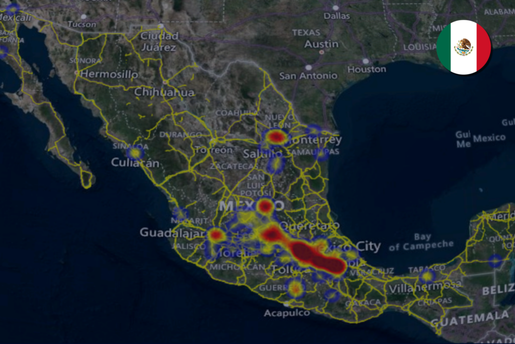 Heat map of Mexico cargo theft in August 2024.