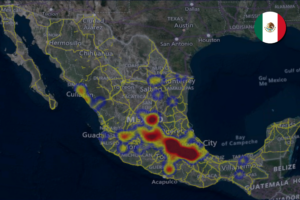 Heat map of cargo theft in Mexico during October 2024.