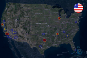 Heat map of cargo theft in the USA during October 2024.