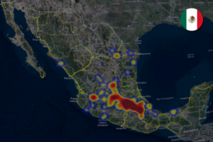 Heat map of cargo theft in Mexico during November 2024.
