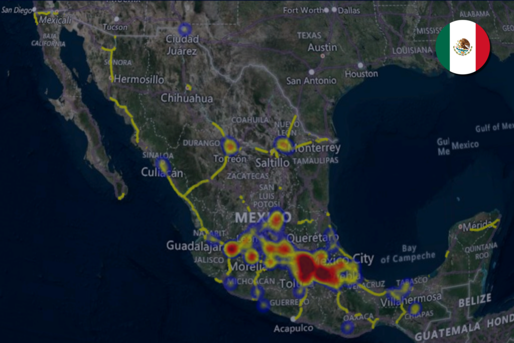Heat map of cargo theft in Mexico during December 2024.