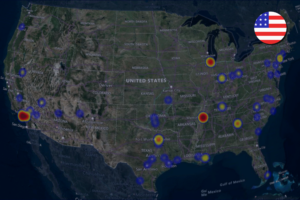 Heat map of cargo theft in the USA during December 2024.