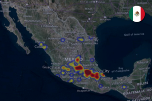 Heat map of cargo theft in Mexico during February 2025.
