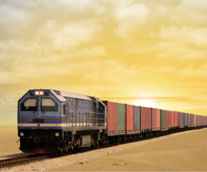 Freight train, a prime target for railroad cargo theft.