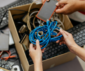 Phone, keyboards, and charge—all possible items in an electronics theft.