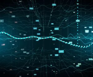 Supply chain data on a blue/green background.