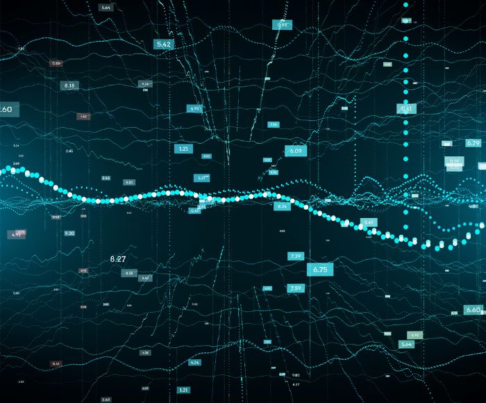 Supply chain data on a blue/green background.