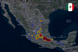 Map detailing hotspots in Mexico during May of 2025.