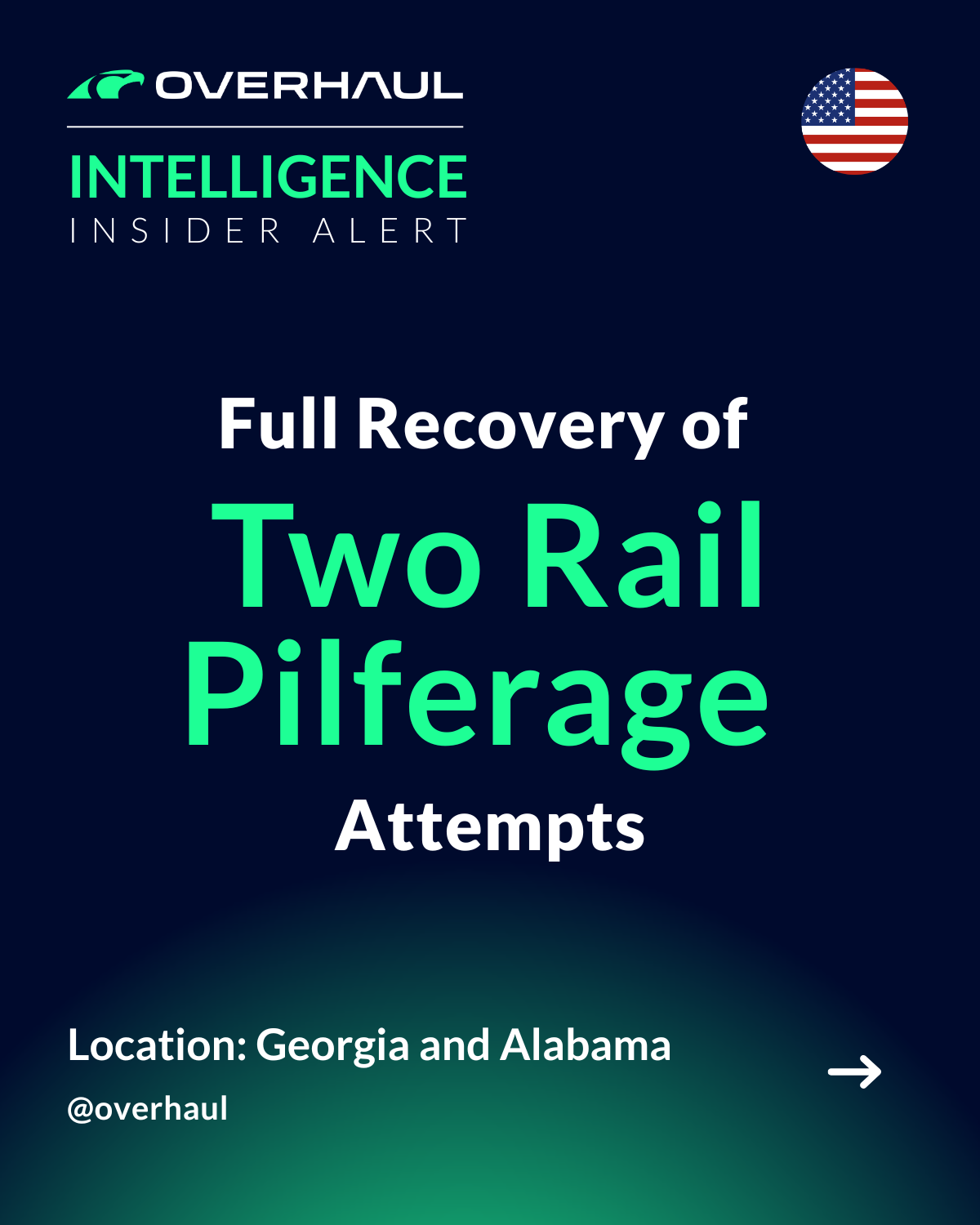 Intel alert saying "Full recovery of two rail pilferage attempts."