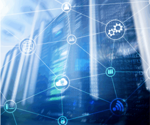 Image for blog about AI infrastructure security showing data and tech parts.