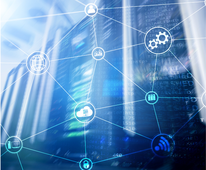 Image for blog about AI infrastructure security showing data and tech parts.