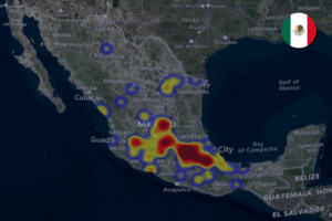 Map of hot spots in Mexico during August 2025.